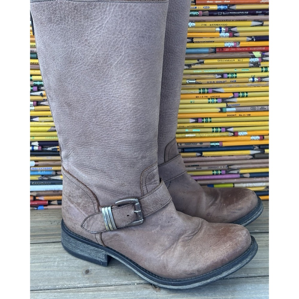 Steve Madden FYZZLE Tall Boots Biker Buckle Brown BOHO Women's Size 7 M
